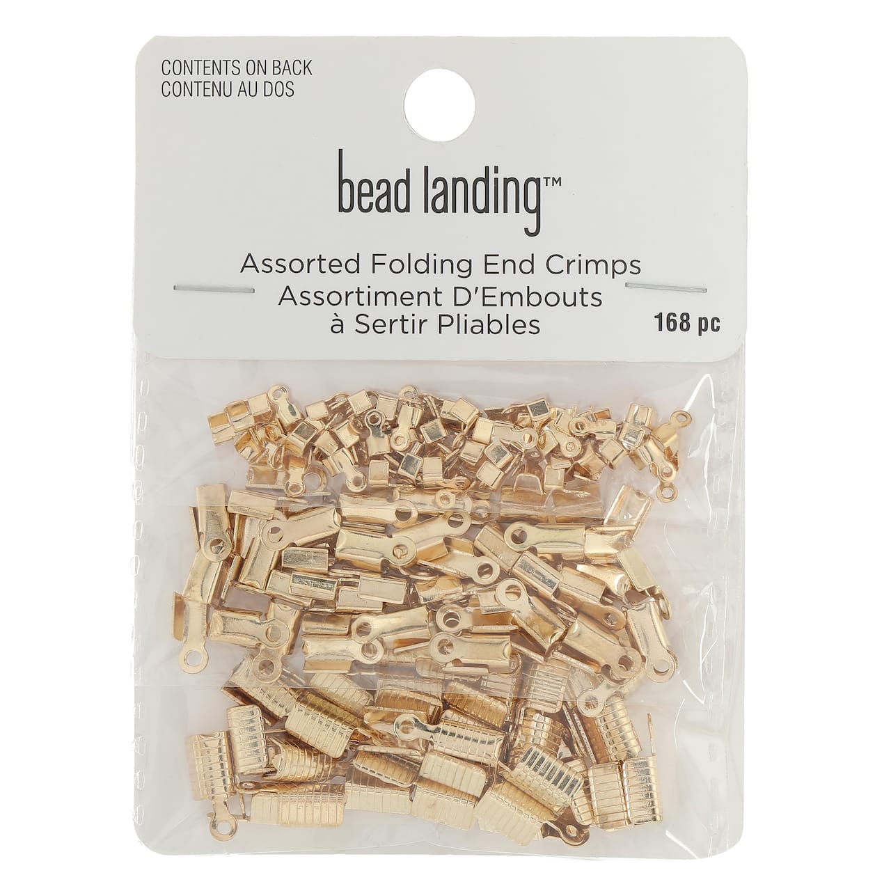 12 Packs: 168 ct. (2,016 total) Mixed Gold Folding End Crimps by Bead Landing™